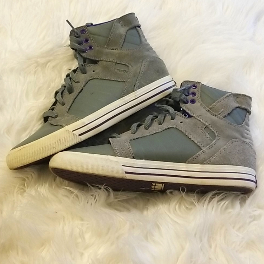 Supra Skytop Grey & Purple Leather Skate Shoes